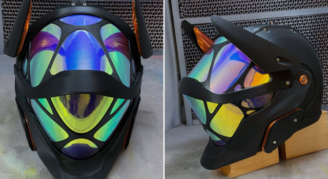 科幻爱好推主制作未来感的头盔安全帽 十足Cyberpunk风格博网友好评